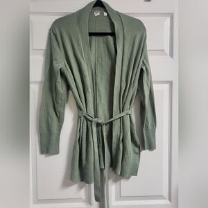 GAP Lily Pad Green Cardigan Sweater with Tie Belt Size XL